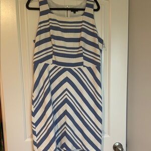 The Limited Blue and White Sleeveless A-Line Sundress